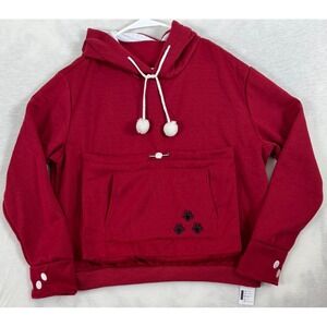 Pet Pouch Hoodie Carrier Sweatshirt For Dog/Cat With Kangaroo Pocket Red XL NWT